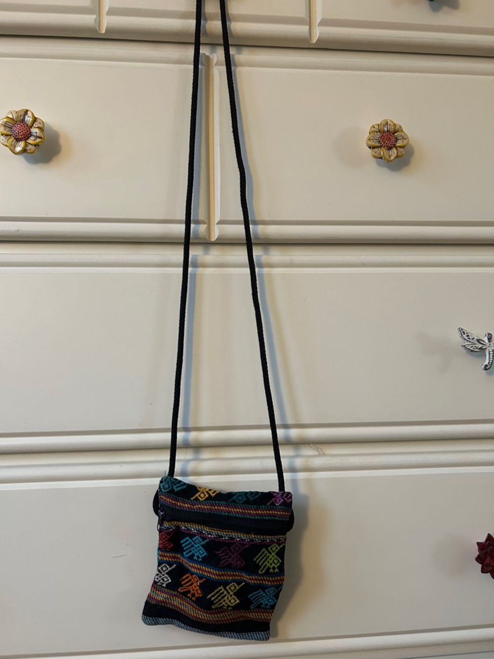 Artisan Black Multicolor Embroidered Crossbody Bag